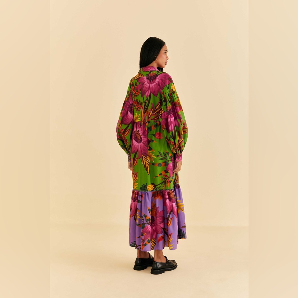FARM Rio Green and Purple Floral Maxi Dress - Picture 4 of 6